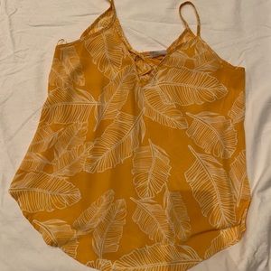 Yellow floral summer blouse tank top